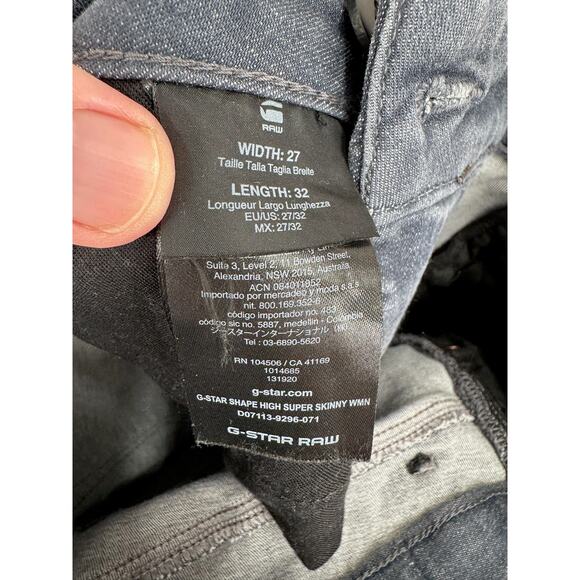 G Star Raw G-Star Shape High Super Skinny Jeans Womens 2x32 Gray Medium Wash - Picture 9 of 13